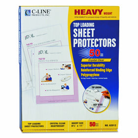 C-Line Heavyweight Polypropylene Sheet Protectors, 8.5 x 11 Inches, Clear, 50 per Box (62013)