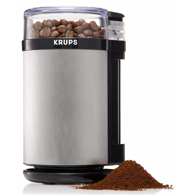 KRUPS GX4100 Electric Spice Herbs and Coffee Grinder with Stainless Steel Blades and Housing, 3-Ounce, Gray