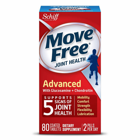 Move Free Triple Strength Glucosamine Chondroitin and Hyaluronic Acid Joint Supplement, 80 Count