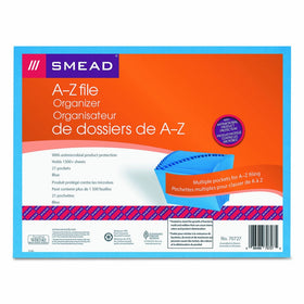 Smead 70727 Antimicrobial A-Z Expanding File, 21 Pockets, Letter, Blue