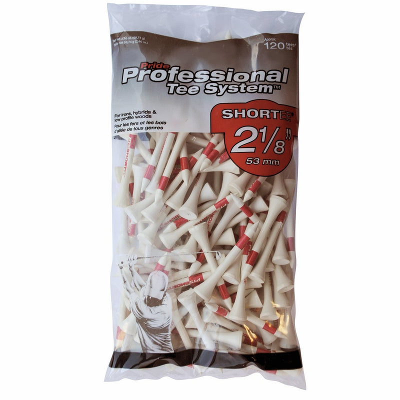 Pride Professional Tee System, 2-1/8 Inch Shortee Golf Tees - 120 Count Bag (Red on White)