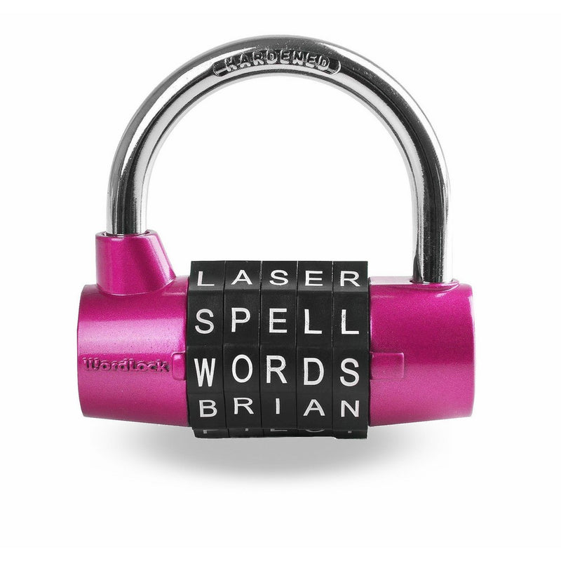 Wordlock Combination Padlock – 5 Dial, Pink