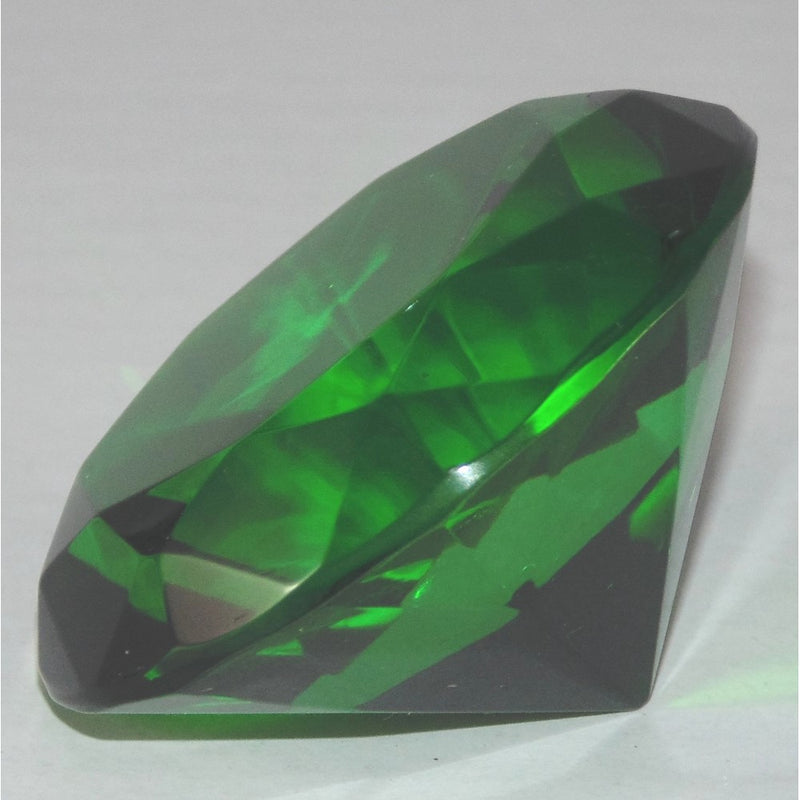 Emerald Green Glass Diamond Shaped Paperweight