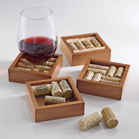 Wine Enthusiast Wine Cork Coasters Kit, Set of 4