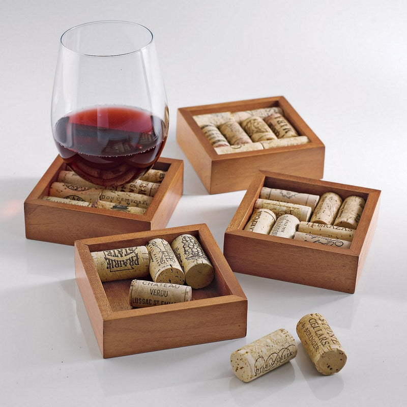 Wine Enthusiast Wine Cork Coasters Kit, Set of 4