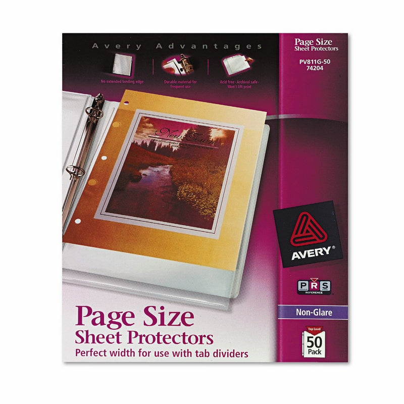 Avery 74204 Top-Load Poly Three-Hole Sheet Protectors, Non-Glare, Letter (Box of 50)