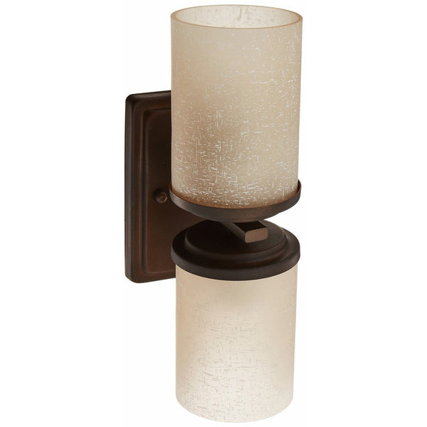 Forte Lighting 2424-02-32 Wall Sconce with Umber Linen Glass Shades, Antique Bronze