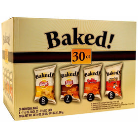 Lays Oven Baked Potato Chips Variety Pack, 30 Count