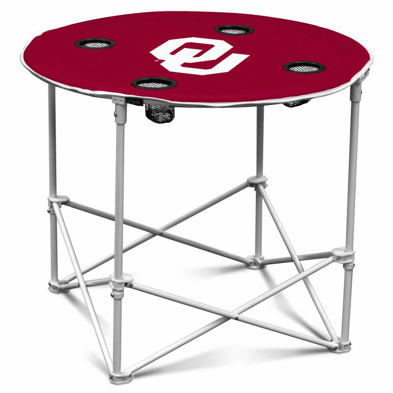 Logo Brands Oklahoma Sooners Collapsible Round Table with 4 Cup Holders and Carry Bag