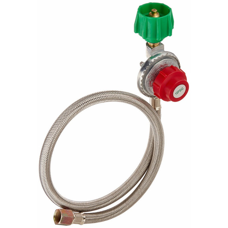 King Kooker 34502 High Pressure Adjustable Regulator with Type 1 Connection and Stainless Steel Braided Hose