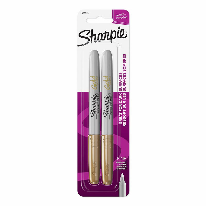 Sharpie Metallic Permanent Markers, Fine Point, Gold, 2 Count