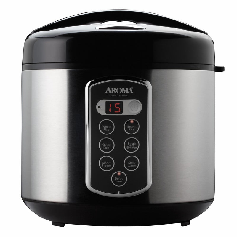 Aroma Housewares Professional 20-Cup (Cooked) (10-Cup UNCOOKED) Digital Rice Cooker and Food Steamer, Stainless Steel Exterior (ARC-2000SB)