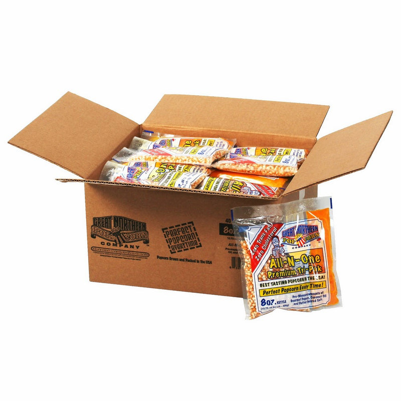 Great Northern Popcorn 1 Case (40) of 8 Ounce Premium Quality Popcorn Portion Packs Kit Cinema Quality