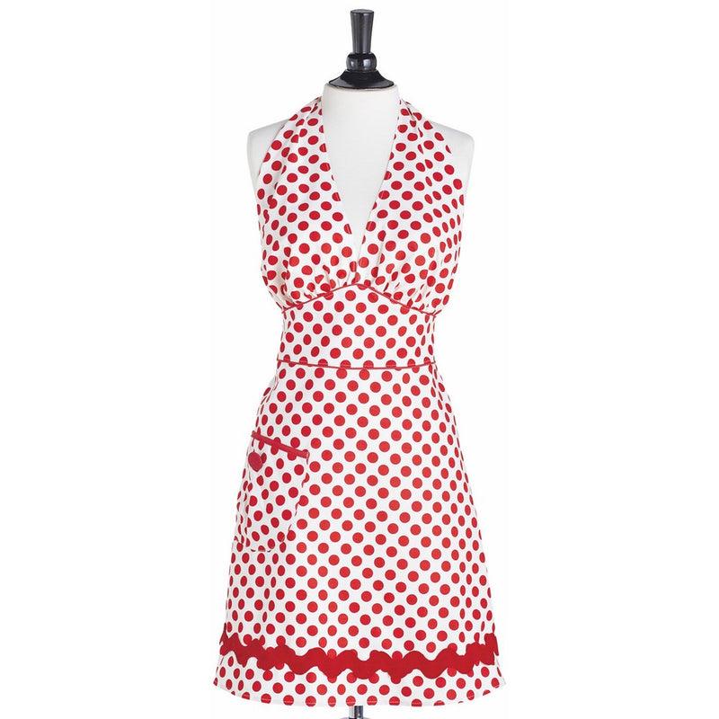 Jessie Steele White and Red Polka Dot Bib Bombshell Apron