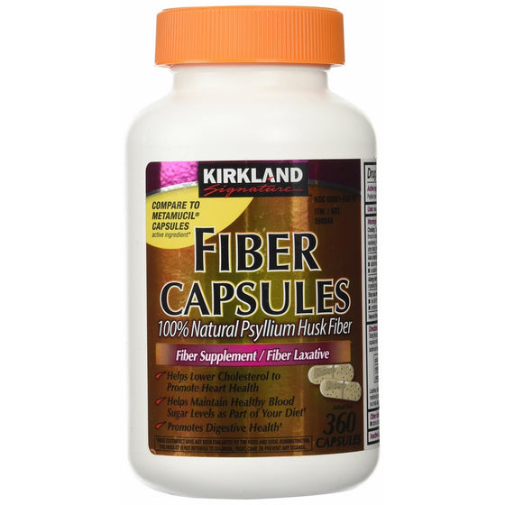 Fiber Capsules Kirkland Therapy for Regularity/Fiber Supplement, 360 capsules - Compare to theActive Ingredient in Metamucil Capsules