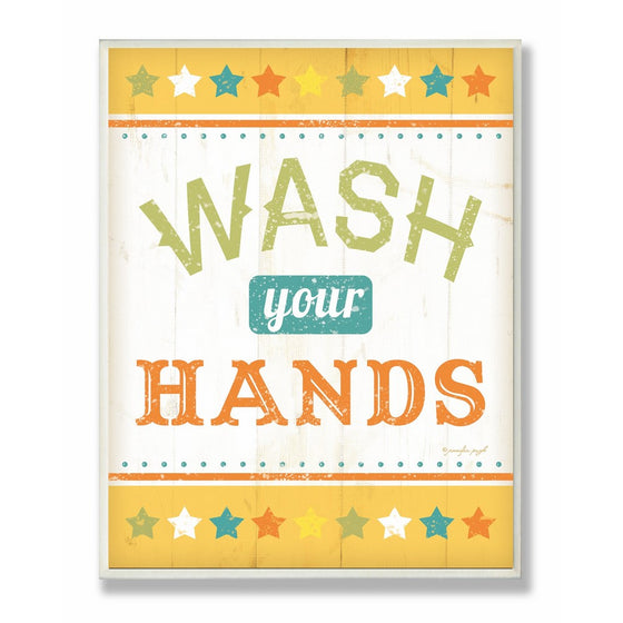 The Kids Room by Stupell Wash Your Hands Yellow Stars Rectangle Wall Plaque