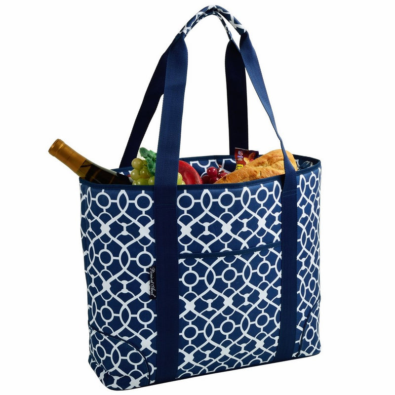 Picnic at AscotExtra Large Insulated Cooler Bag - 30 Can Tote - Trellis Blue