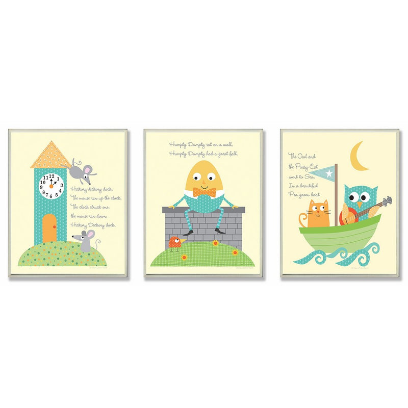 The Kids Room by Stupell Classic Nursery Rhyme 3-Pc. Rectangle Wall Plaque Set, 11 x 0.5 x 15, Proudly Made in USA
