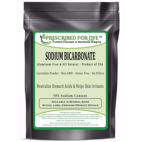 Sodium Bicarbonate - Natural Process USP No. 1 Food Grade Aluminum-Free (Baking Soda) ING: Organic Powder, 1 lb