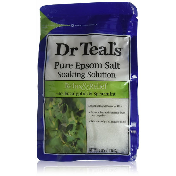 Dr. Teal's Epsom Salt Soaking Solution with Eucalyptus Spearmint, 48 Ounce, Pack of 2