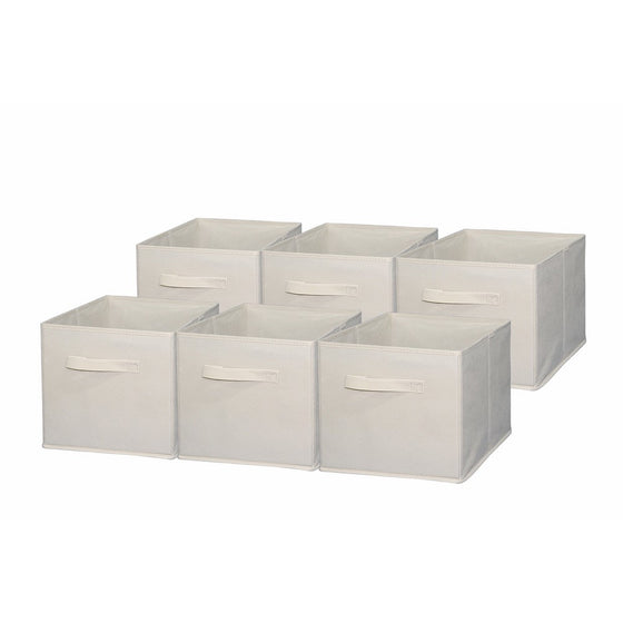 Sodynee Foldable Cloth Storage Cube Basket Bins Organizer Containers Drawers, 6 Pack, Beige