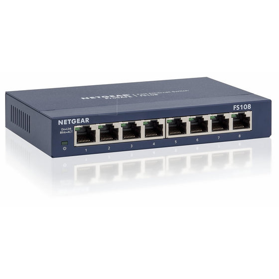 NETGEAR 8-Port Fast Ethernet Unmanaged Switch, Desktop, ProSAFE Lifetime Protection (FS108NA)