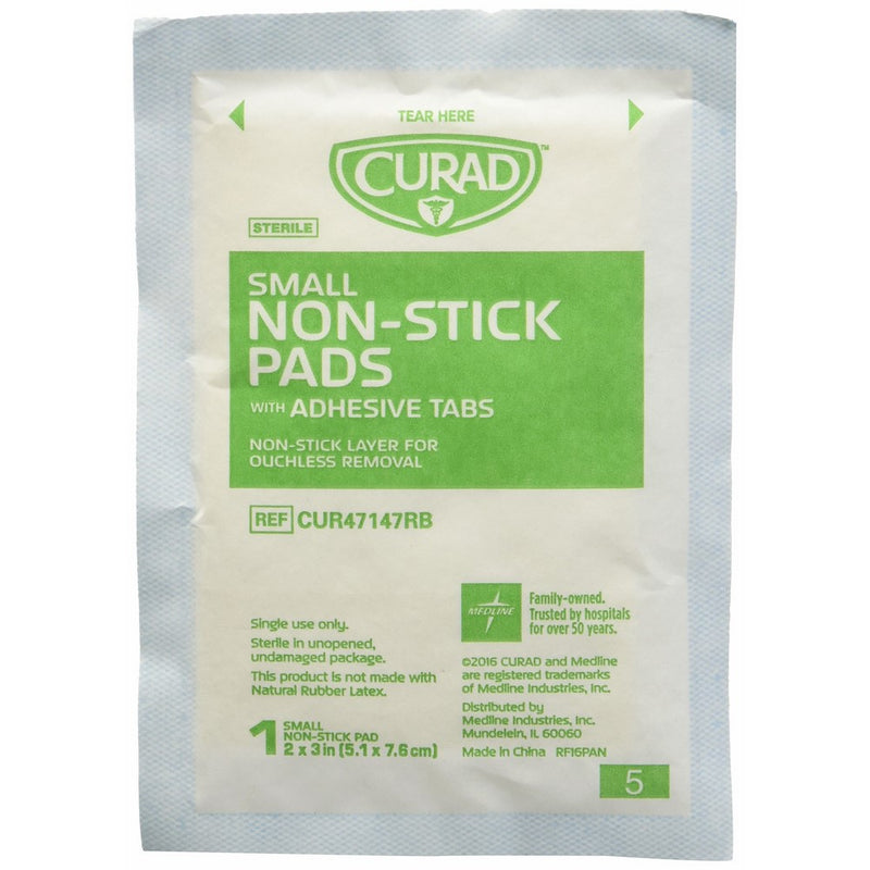 Curad Small Non-Stick Pads With Adhesive Tabs 2 Inches X 3 Inches 20 Each