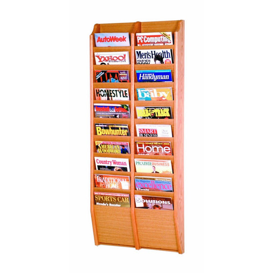 Wooden Mallet 20-Pocket Cascade Magazine Rack, Light Oak