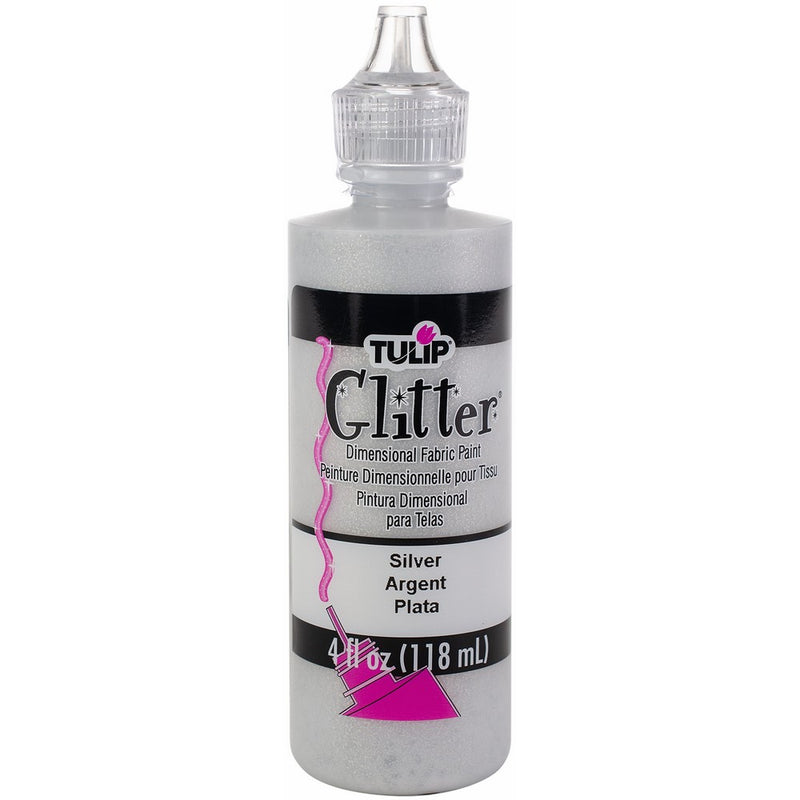 I Love To Create Tulip Glitter Dimensional Fabric Paint, 4-Ounce, Silver