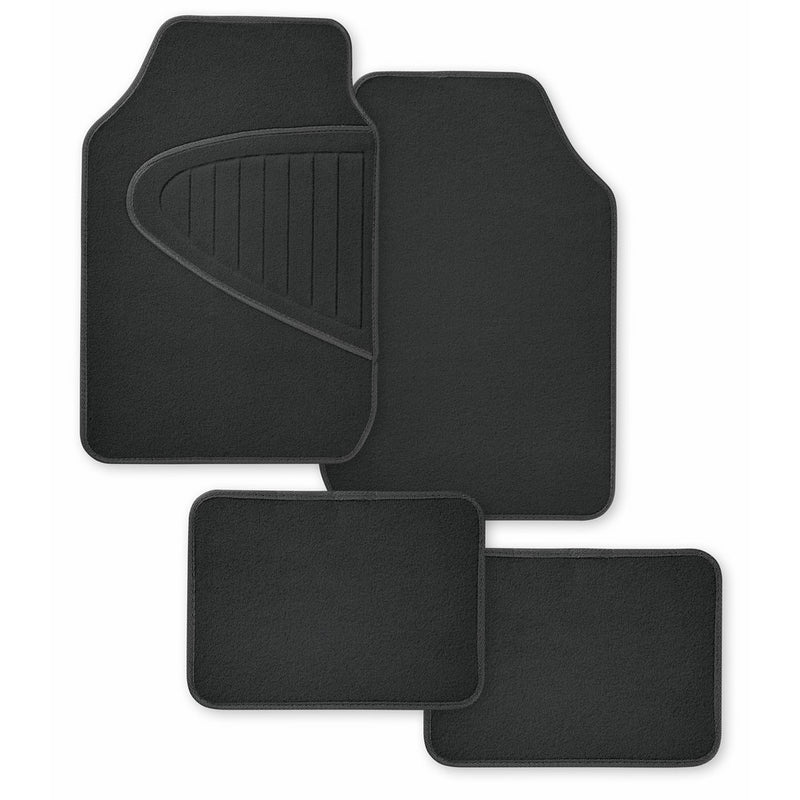 ECO-Deluxe Recycled Universal Fit Black Carpet Mat4pcs Set with Embossed Protective Carpet Driver Side Heel Pad