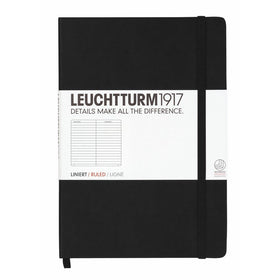 Leuchtturm1917 Medium Size Hardcover A5 Notebook, Ruled Pages, Black