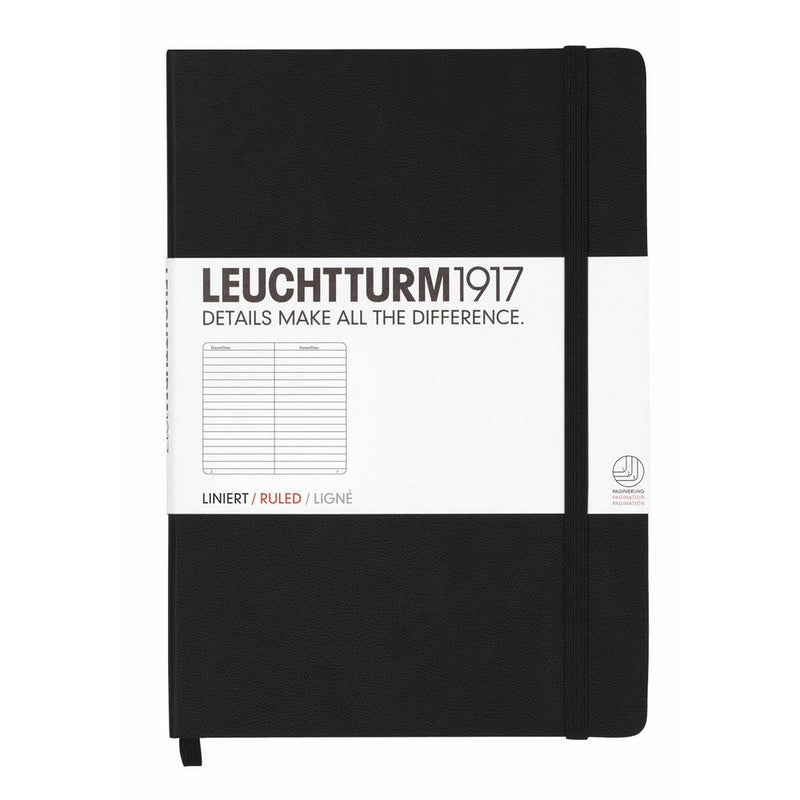 Leuchtturm1917 Medium Size Hardcover A5 Notebook, Ruled Pages, Black