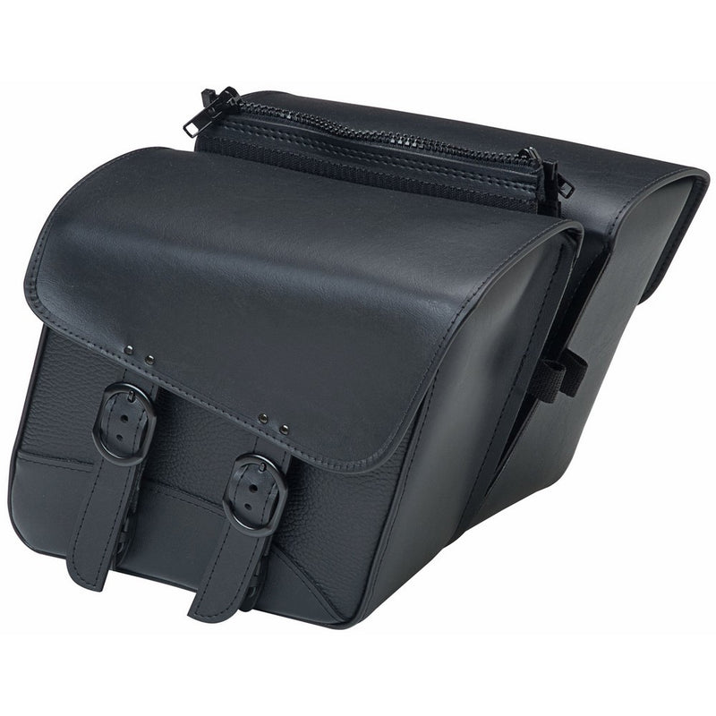 Willie & Max by Dowco 59588-00 Black Jack Series: Synthetic Leather Compact Slant Motorcycle Saddlebag Set, Black, Universal Fit, 10 Liter Each/20 Liter Total Capacity