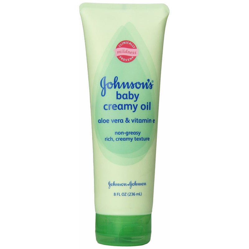 Johnson's Baby Creamy Oil - Aloe Vera & Vitamin E - 8 oz