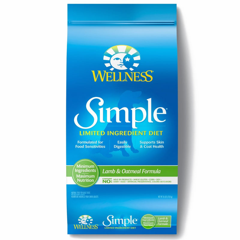 Wellness Simple Natural Dry Limited Ingredient Dog Food, Lamb & Oatmeal, 26-Pound Bag