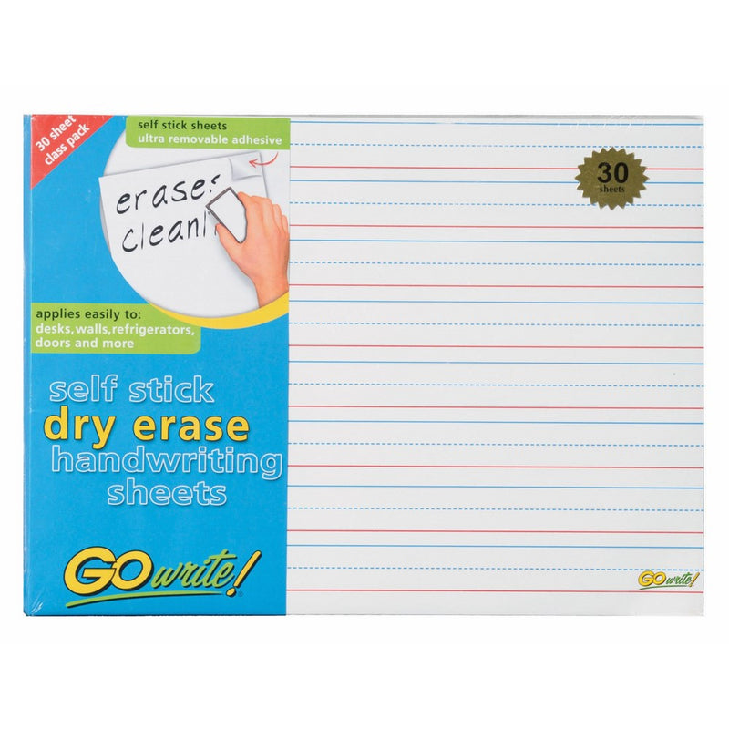 GoWrite! Dry Erase Self-Adhesive Handwriting Sheets, 11-Inches by 8.25-Inches, 30 Pack (ASB8511LN)