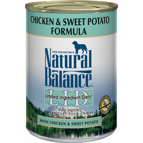 Natural Balance L.I.D. Limited Ingredient Diets Canned Wet Dog Food, Grain Free, Chicken and Sweet Potato Formula, 13-Ounce (Pack of 12)