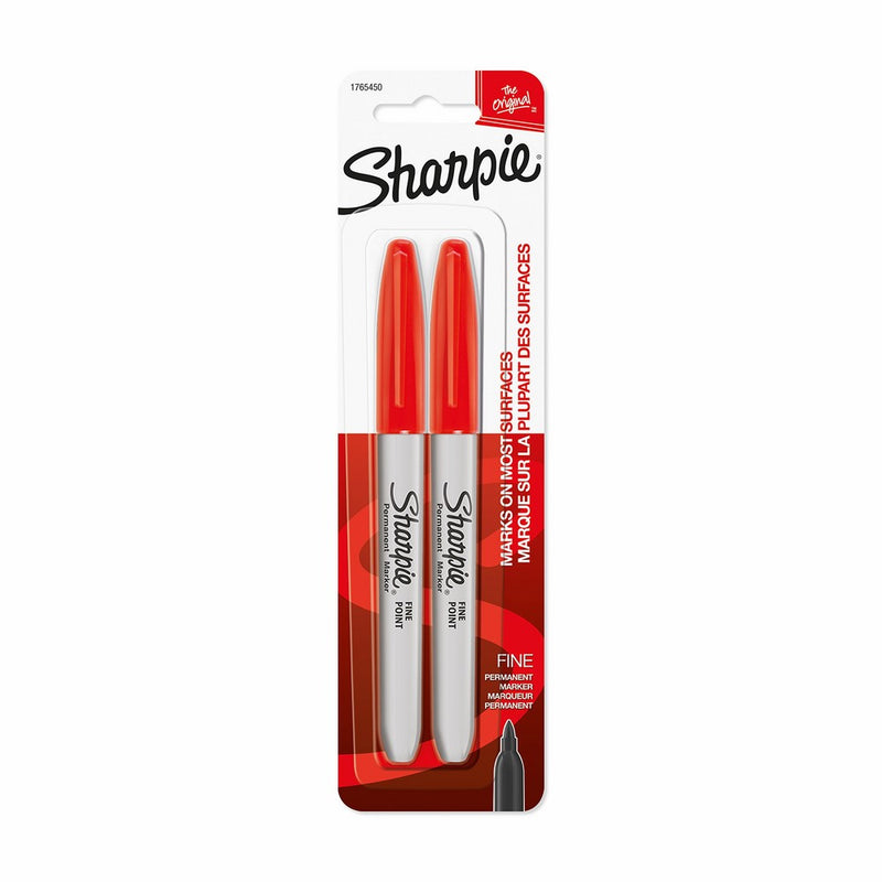 Sharpie Permanent Markers, Fine Point, Red, 2-Pack (1765450)