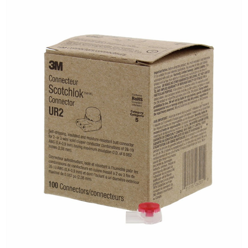 3M Scotchlok IDC Butt Connector, 100 Pack Red