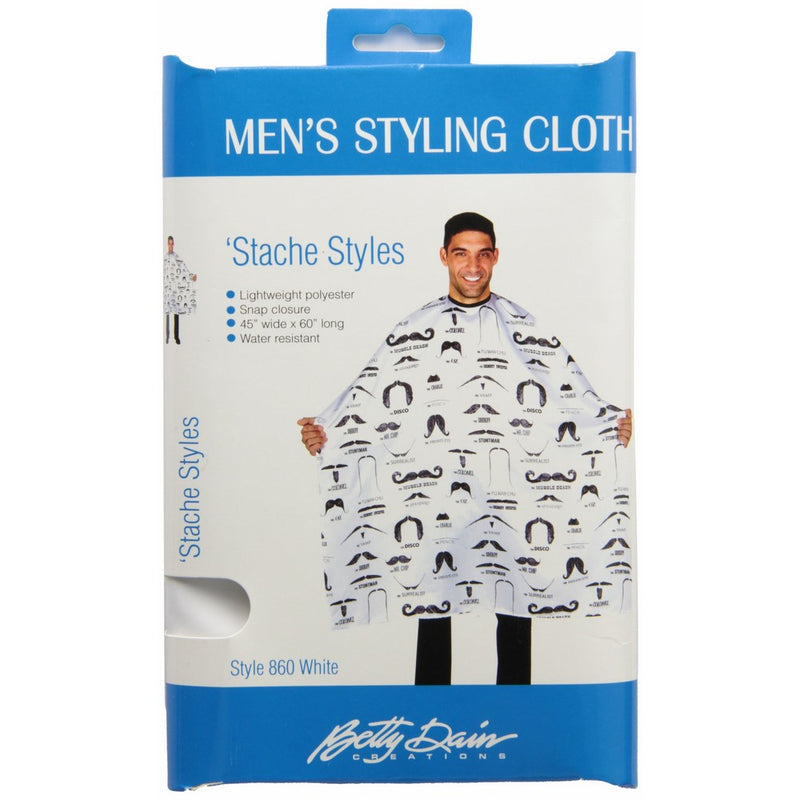 Betty Dain Stache Styles Men's Hair Cutting Cloth, White