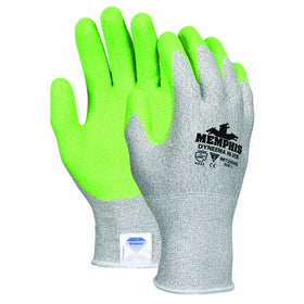 Memphis Glove 9672HVGM Dyneema 13-Gauge Shell Gloves with Crinkle Latex Coated Palm/Fingers, Green, Medium, 1-Pair