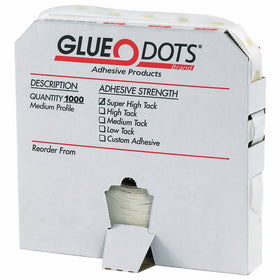 Glue Dot GD117 High Profile Super High Tack Glue Dot, 1/2" Diameter x 1/8" Thick (Case of 1000)