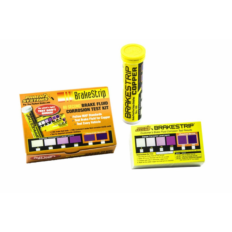 Phoenix Systems (3006-B) Brake Fluid Test Strip Kit, 100 Test Strips and 100 Rating Cards, BrakeStrip, FASCAR