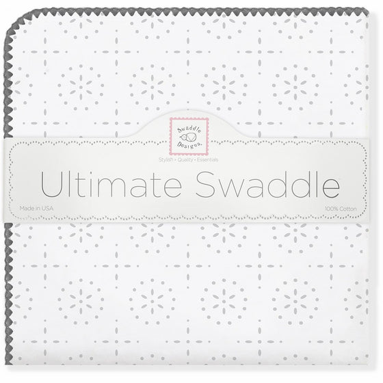 SwaddleDesigns Ultimate Swaddle Blanket, Made in USA Premium Cotton Flannel, Sterling Sparklers