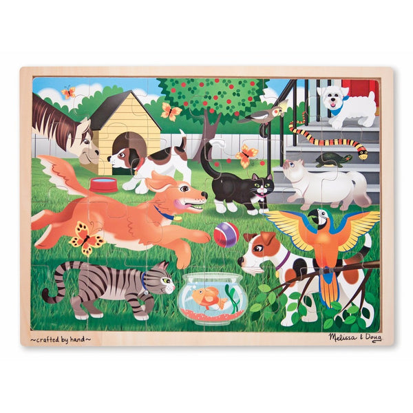 Melissa & Doug Pets at Play Wooden Jigsaw Puzzle With Storage Tray (24 pcs)