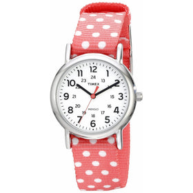 Timex Women's TW2P656009J Weekender Silver-Tone Watch with Reversible Pink Nylon Band