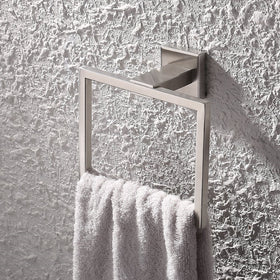 KES SUS 304 Stainless Steel Bath Towel Holder Hand Towel Ring Hanging Towel Hanger Bathroom Accessories Contemporary Hotel Square Style Wall Mount, Brushed Finish, A2480-2