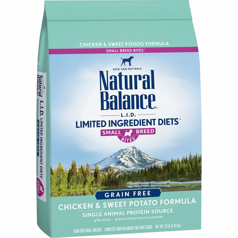 Natural Balance Small Breed Bites L.I.D. Limited Ingredient Diets Dry Dog Food, Grain Free, Chicken & Sweet Potato Formula, 12-Pound