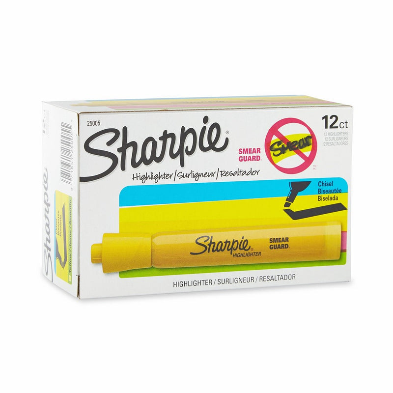 Sharpie 25005 Accent Tank Highlighters, Chisel Tip, Yellow, 12-Count