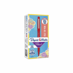 Paper Mate Flair Felt Tip Pens, Medium Point (0.7mm), Red, 12 Count